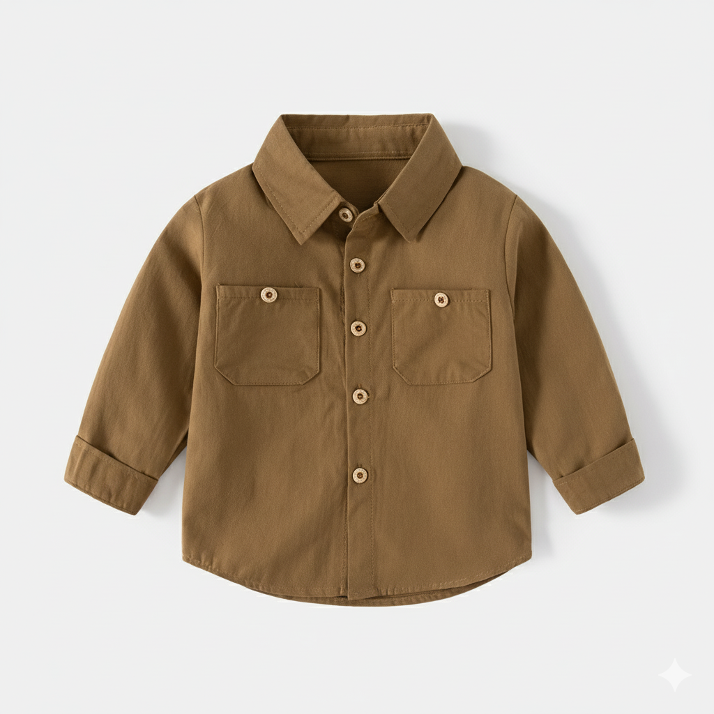 Long Sleeve Cotton Shirt with Lapel Collar – Boys’ Smart Casual Top