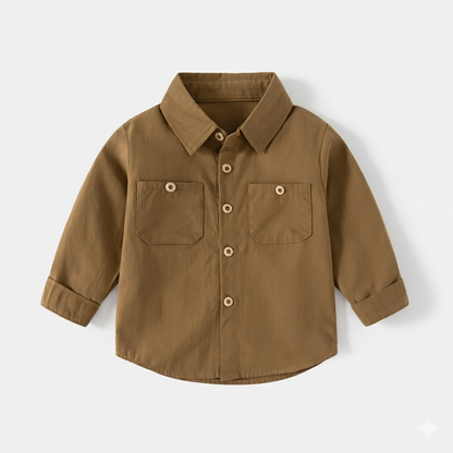 Long Sleeve Cotton Shirt with Lapel Collar – Boys’ Smart Casual Top