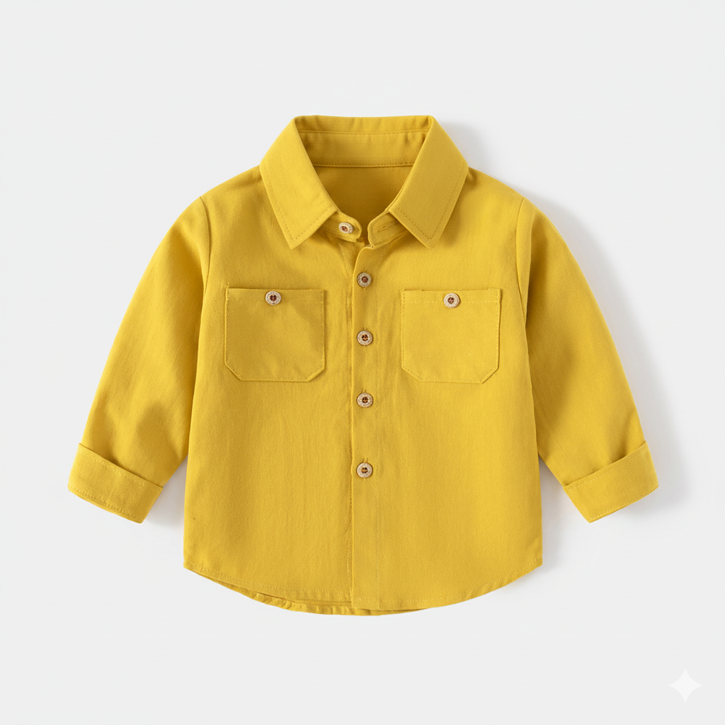 Long Sleeve Cotton Shirt with Lapel Collar – Boys’ Smart Casual Top