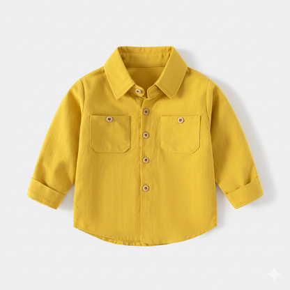 Long Sleeve Cotton Shirt with Lapel Collar – Boys’ Smart Casual Top