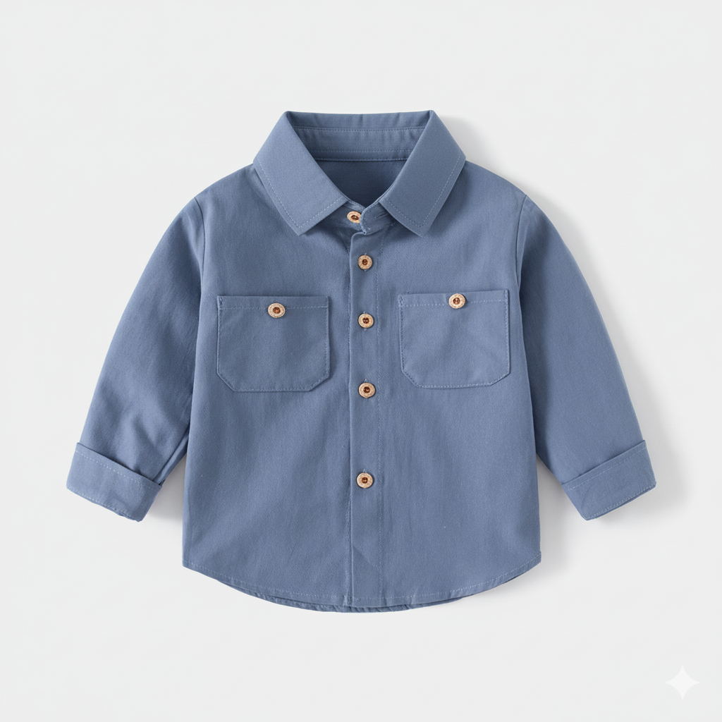 Long Sleeve Cotton Shirt with Lapel Collar – Boys’ Smart Casual Top