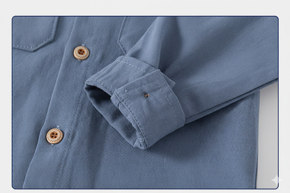 Long Sleeve Cotton Shirt with Lapel Collar – Boys’ Smart Casual Top