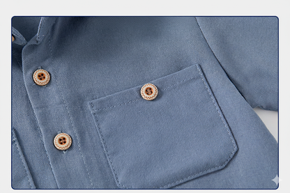 Long Sleeve Cotton Shirt with Lapel Collar – Boys’ Smart Casual Top
