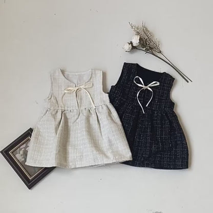 South Korea-Inspired Girls’ Classic Bow Sleeveless Dress