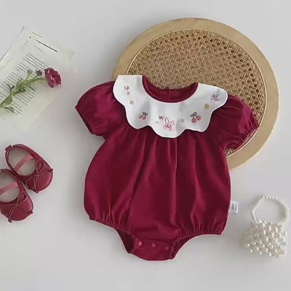 Cotton Summer Baby Girl Wrap Jumpsuit