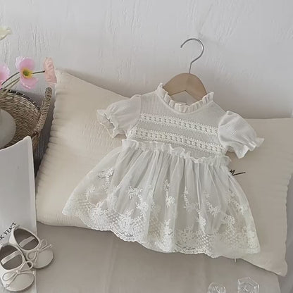 Baby Bloomer with Skirt Waffle Lace Romper