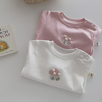 Solid Color Basic T-Shirt – Baby Girl’s Cotton Blend Bottoming Shirt