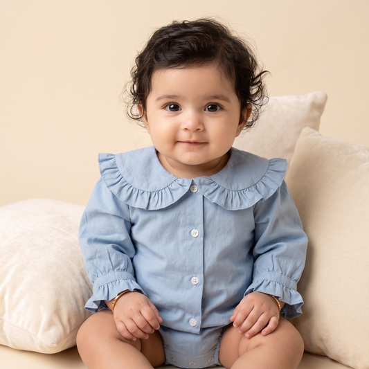Long Sleeve Lace Doll Collar Baby Girl Cotton Romper