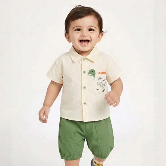 Pocket Cotton Shirt and Bottom Set