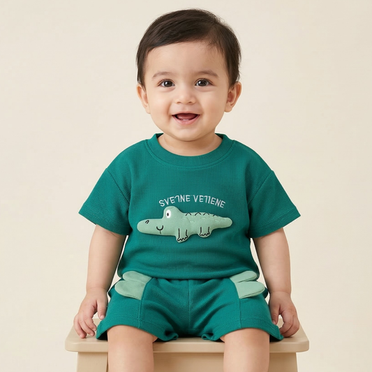 Green 3D Cool Boys Summer Co-ord Set