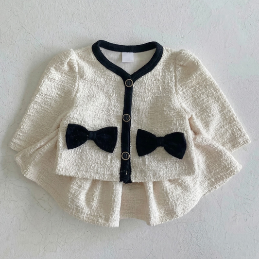 Girls' Elegant Tweed-Style Skirt Set 100% Cotton and Linen